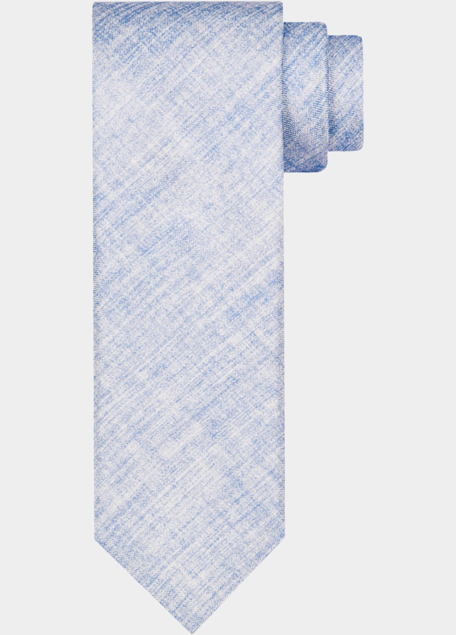 Profuomo Stropdas Blauw TIE SILK PRINT LIGHT BLUE PPWA10039/B