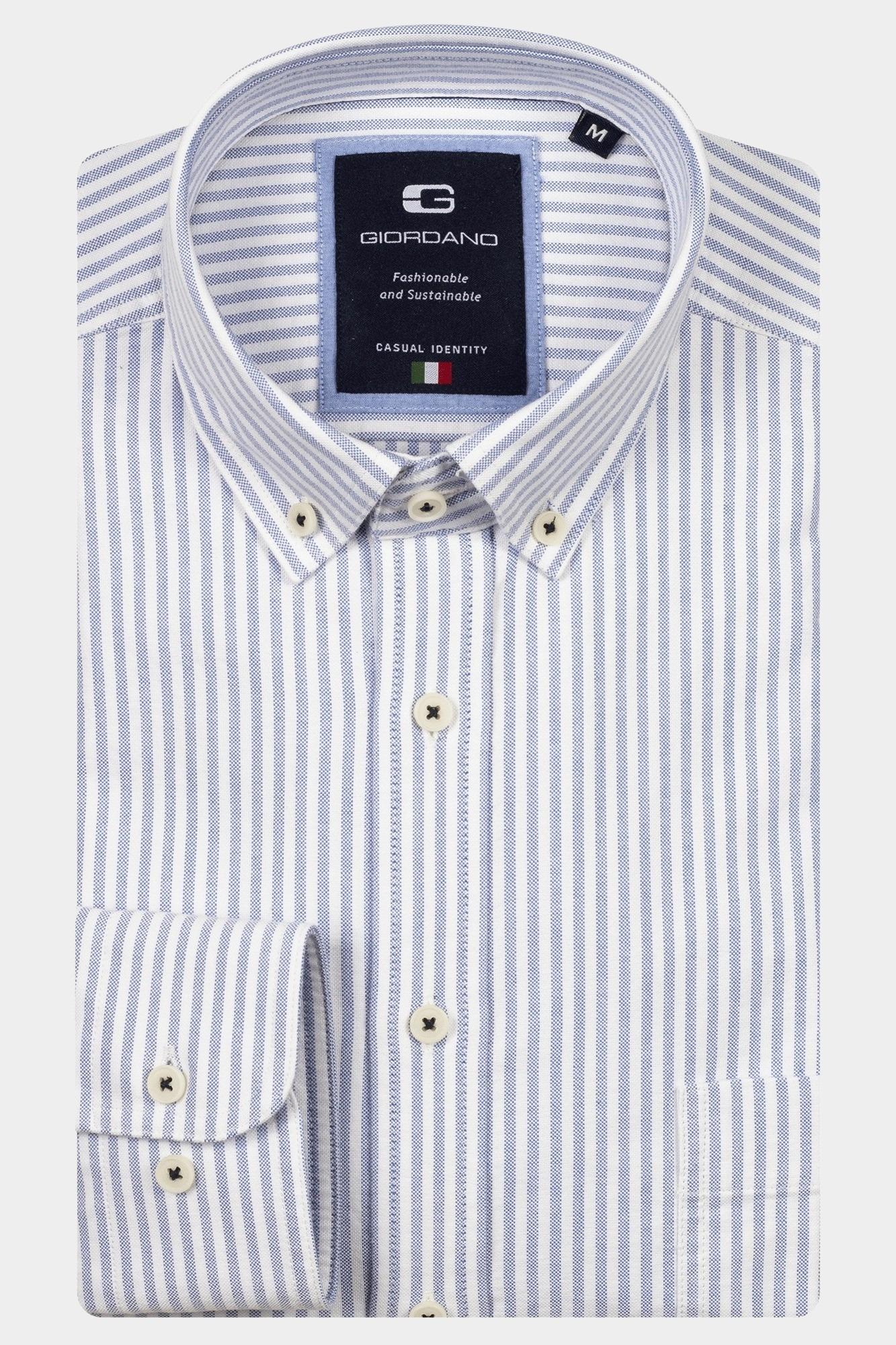 Giordano Casual hemd lange mouw Blauw Brando long sleeve button dow 527107/62