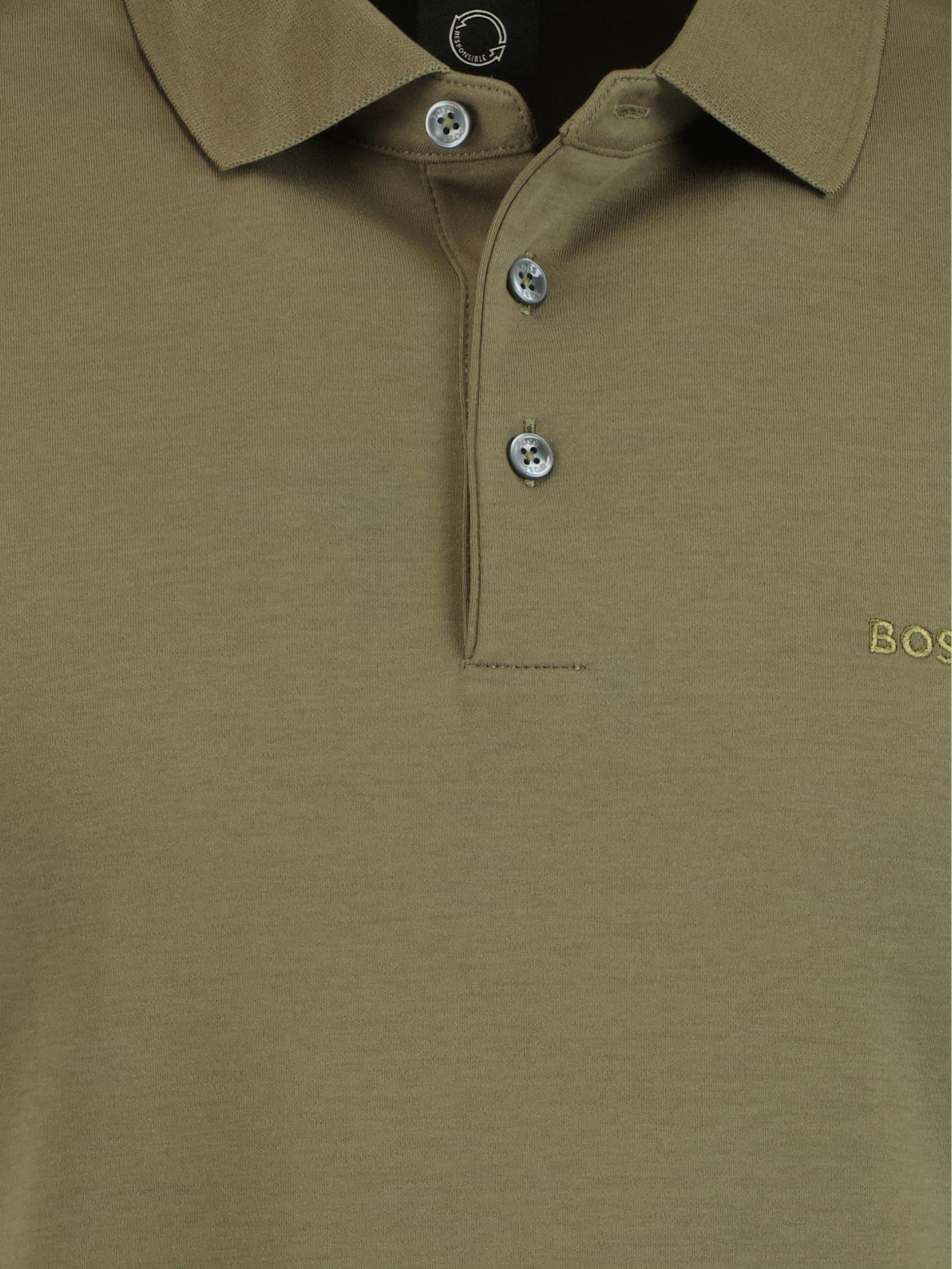 BOSS Black Polo lange mouw Groen Pado 30 10241542 01 50468392/380