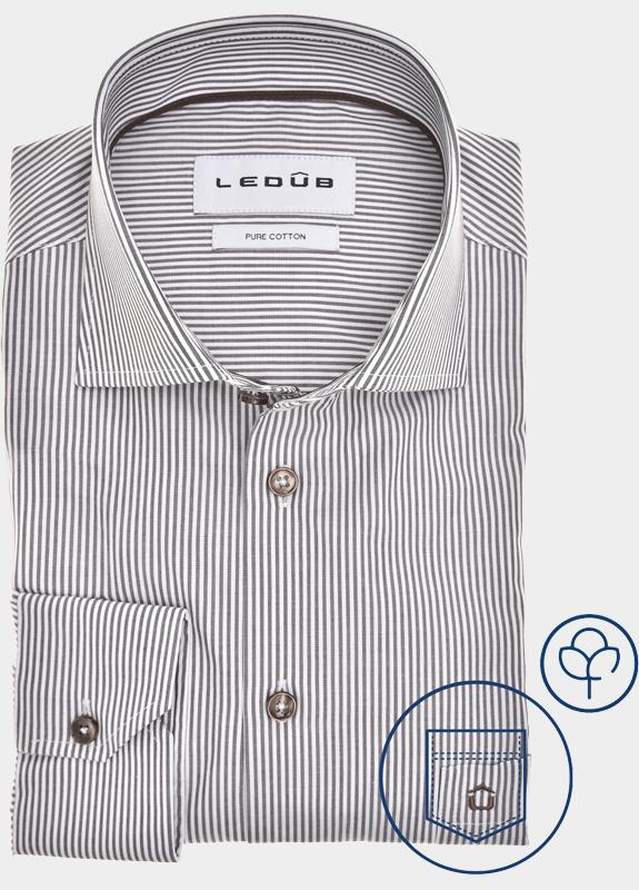 Ledub Business hemd lange mouw Bruin  0143266/670-680-000