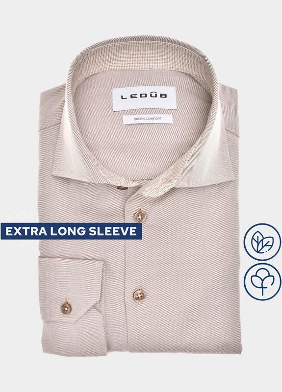 Ledub Overhemd extra lange mouw Beige  0143101/640-680-000