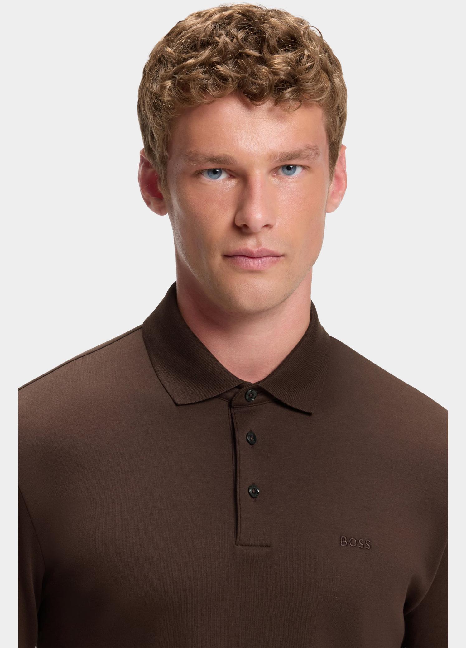 BOSS Black Polo lange mouwen heren Bruin Pado 30 10241542 01 50468392/209