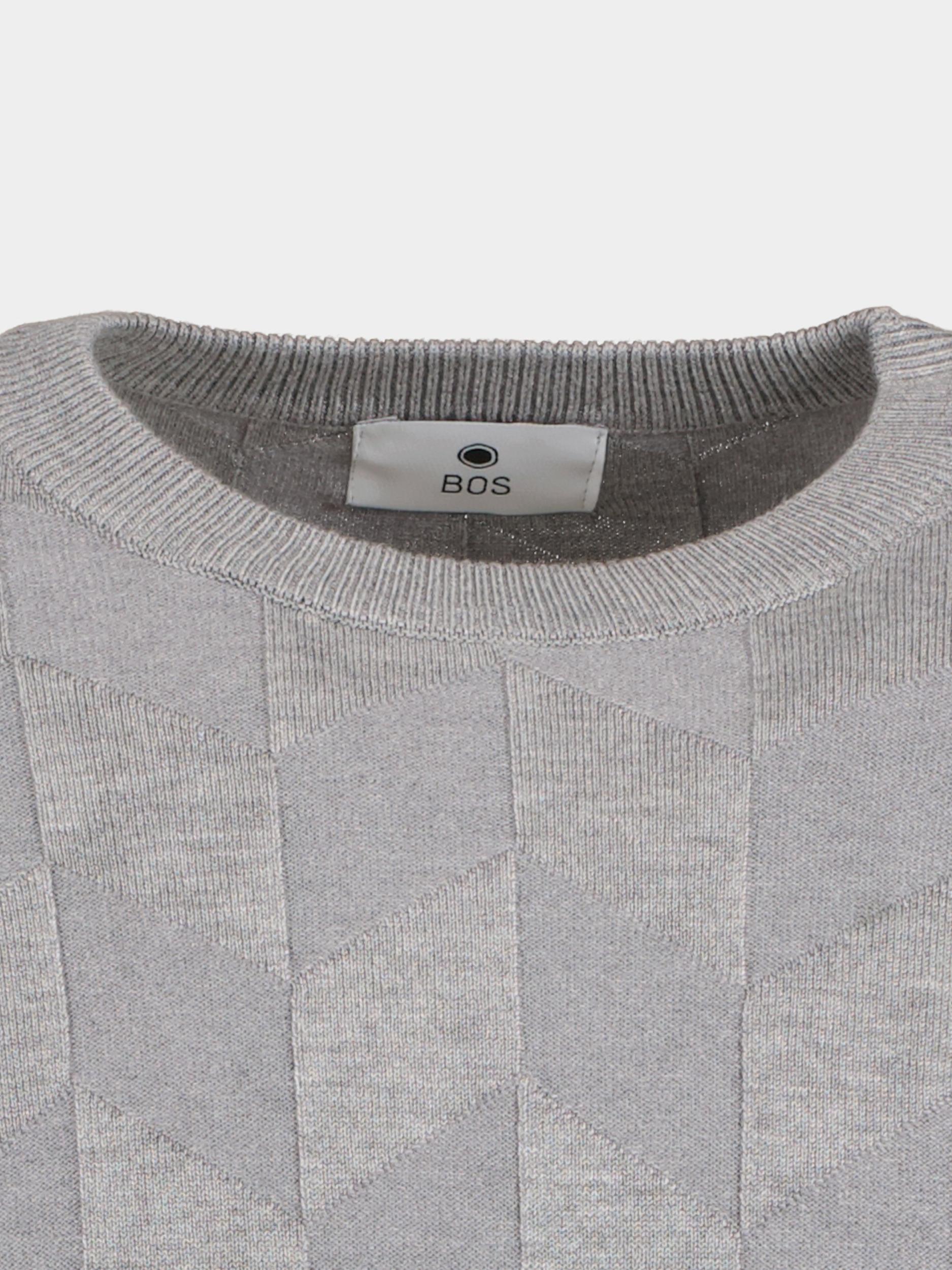 Bos Pullover Grijs Visgraat O-neck 1019224/163