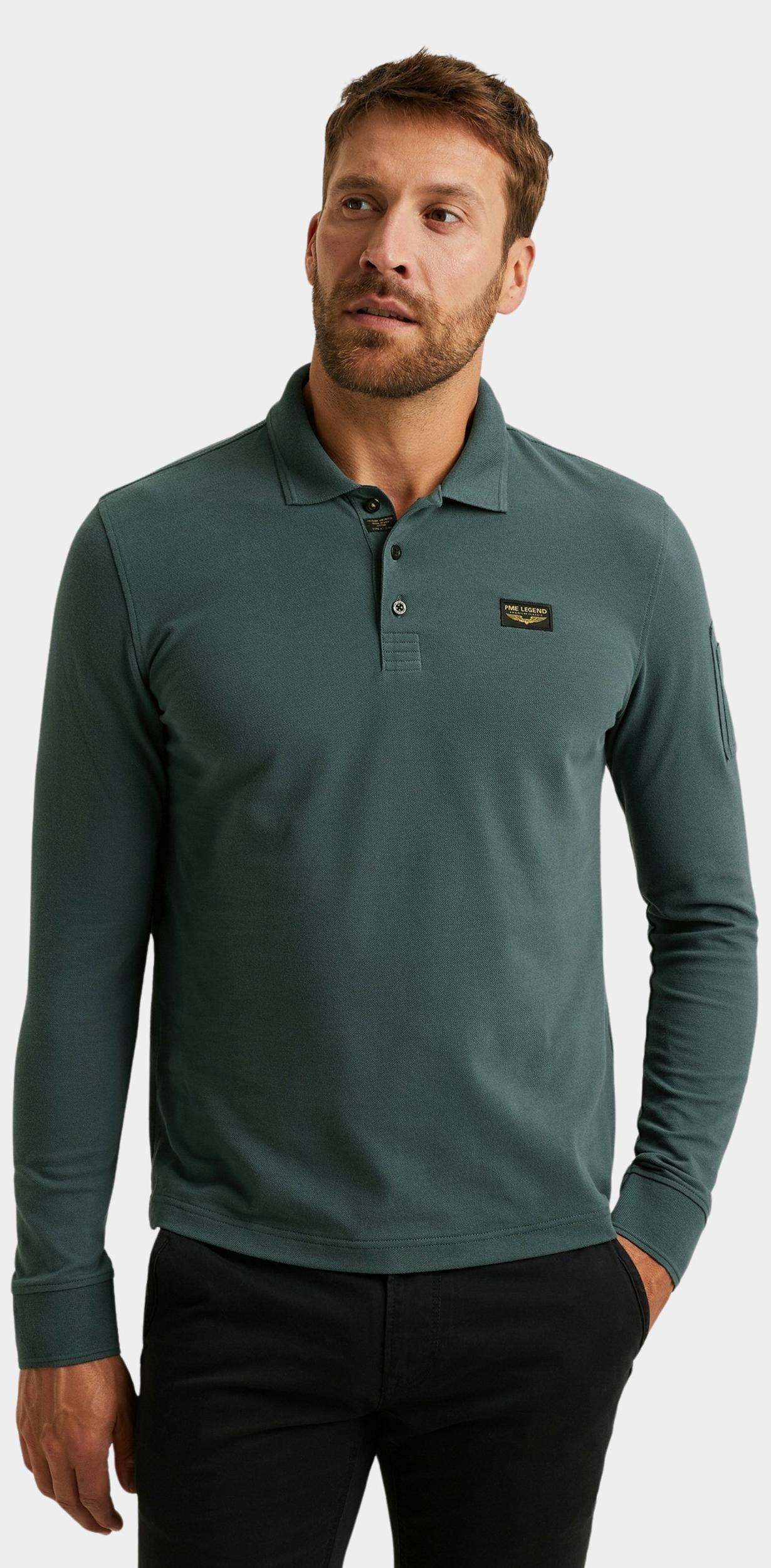 PME Legend Polo lange mouw Blauw Long sleeve polo American Cla PPS2508899/5125