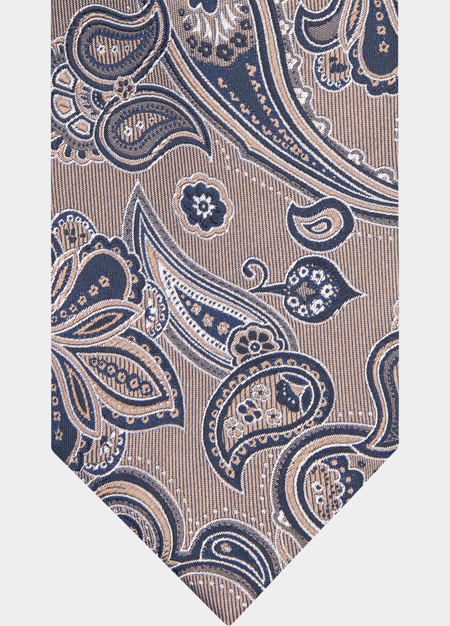Profuomo Stropdas Bruin TIE SILK WOVEN CAMEL PPWA30046/C