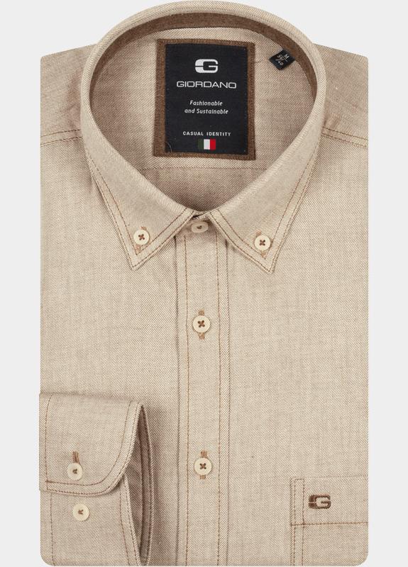 Giordano Casual hemd lange mouw Bruin Brando long sleeve button dow 527005/80