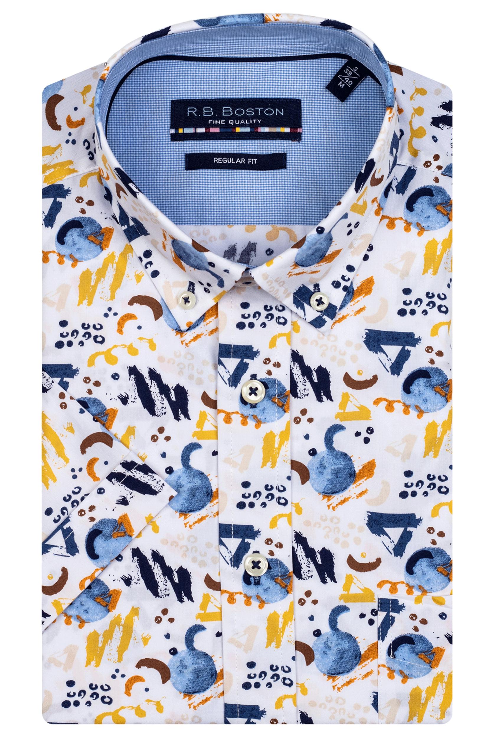 R.B. Boston Casual hemd korte mouw Wit Marschall SS Button Down 116670/205