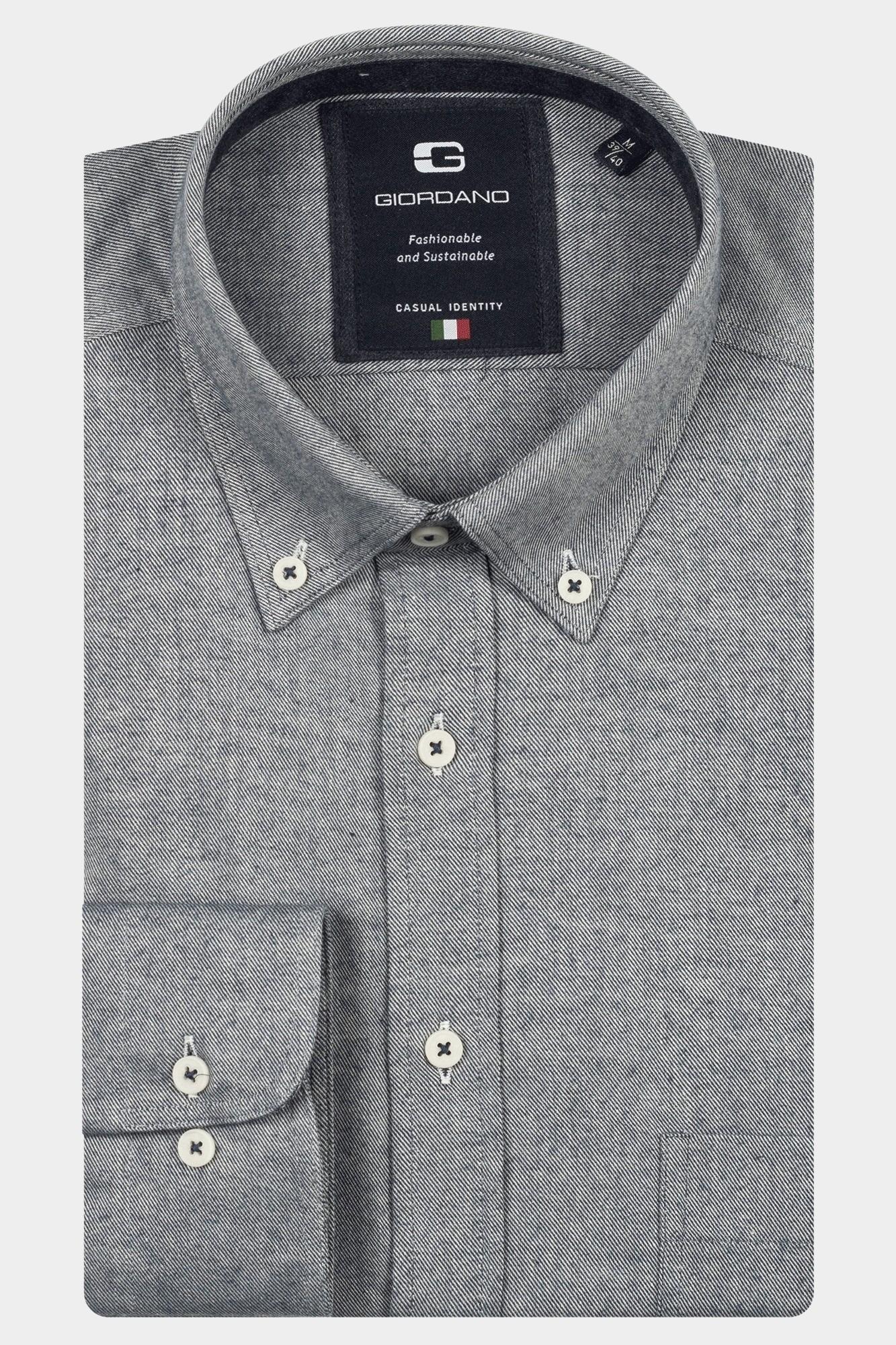 Giordano Casual hemd lange mouw Blauw Brando long sleeve button dow 527005/62