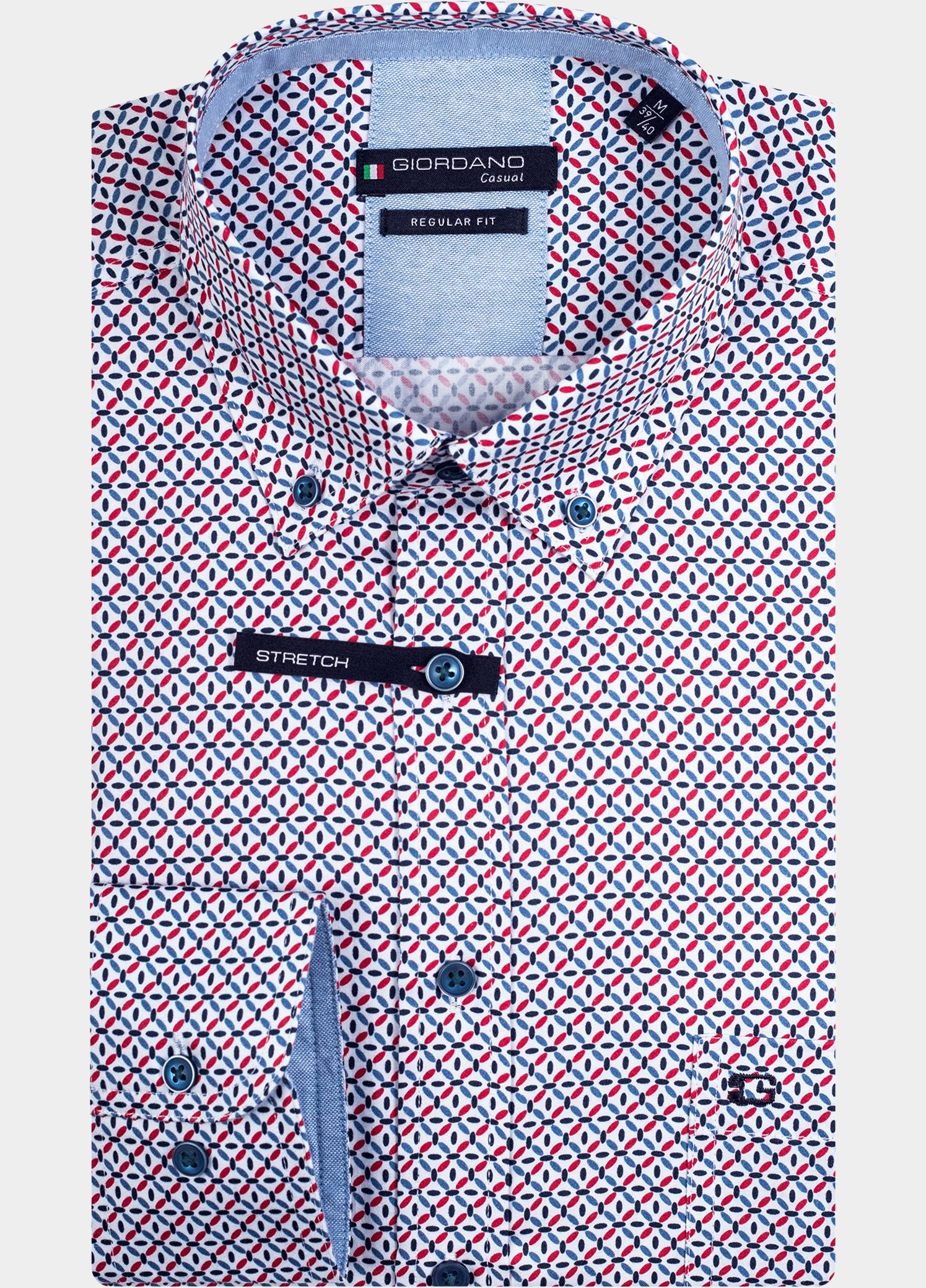 Giordano Overhemd heren Rood Ivy, LS Button Down Graphic P 417017/30