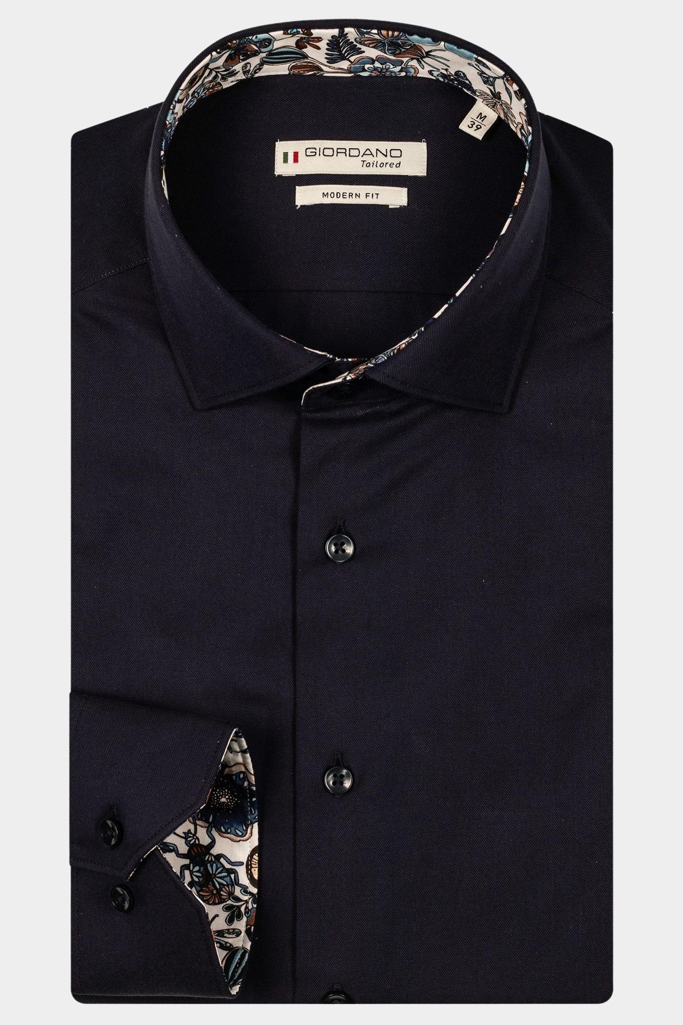 Giordano Casual hemd lange mouw Blauw Maggiore long sleeve semi cut 517891/60