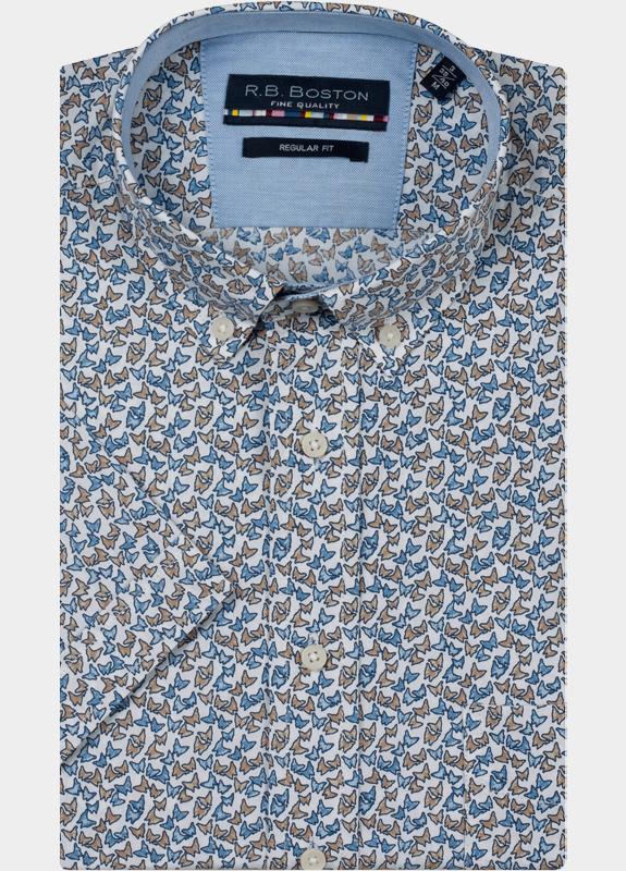 R.B. Boston overhemd korte mouw heren Blauw Marshall SS Button Down 616670/617