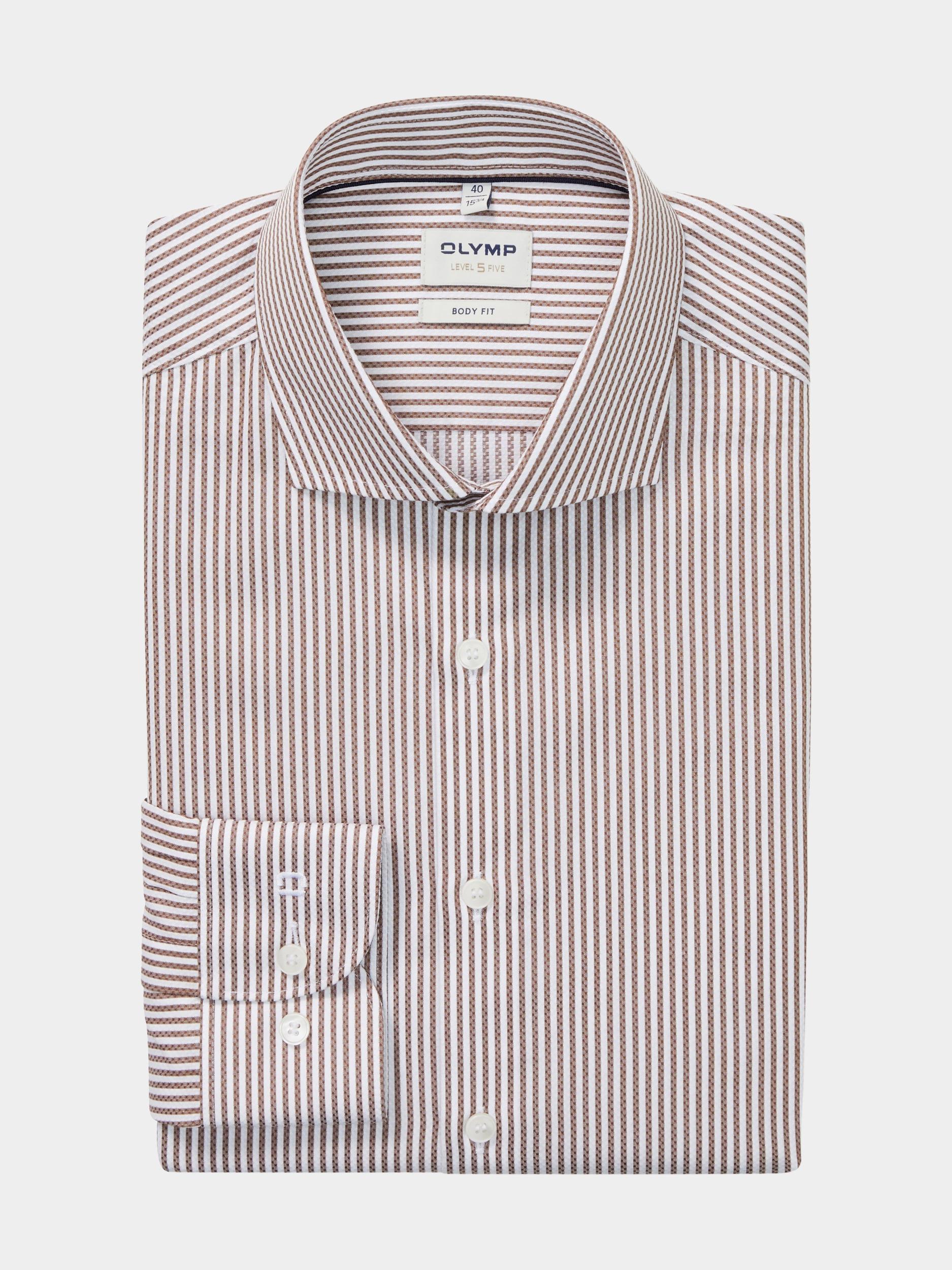 Olymp Business hemd lange mouw Bruin Level 5 209774/28