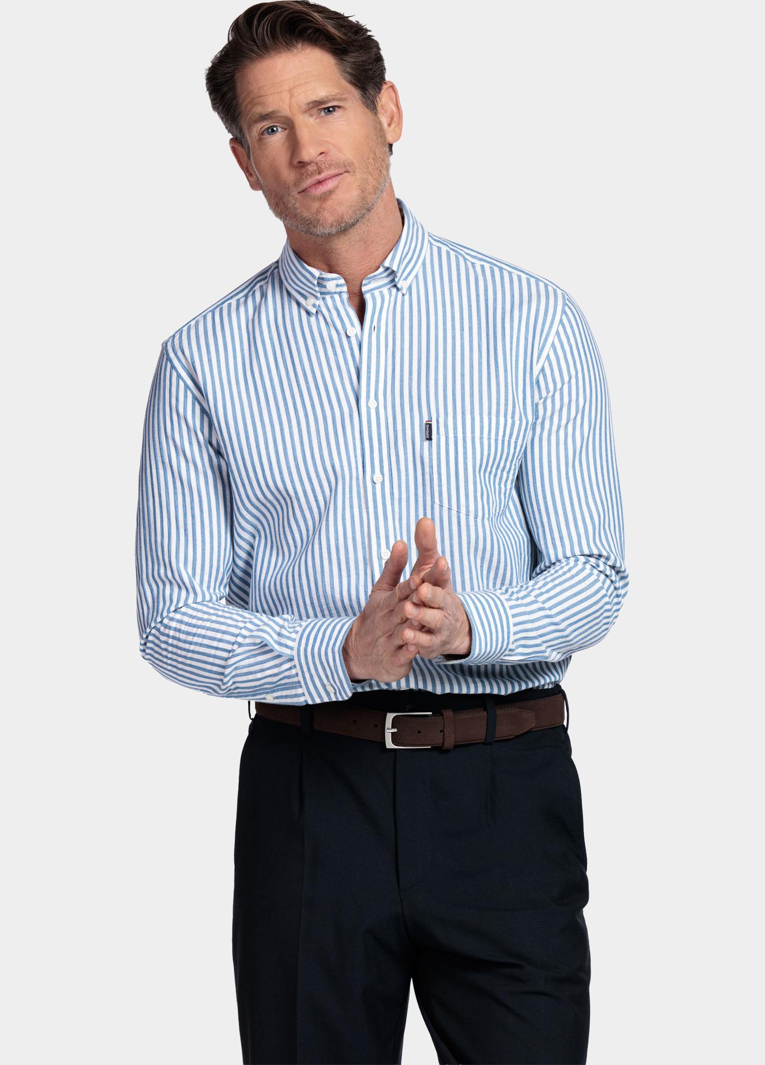 Giordano Overhemd heren Blauw Dino Long Sleeve Button Down 617130/62