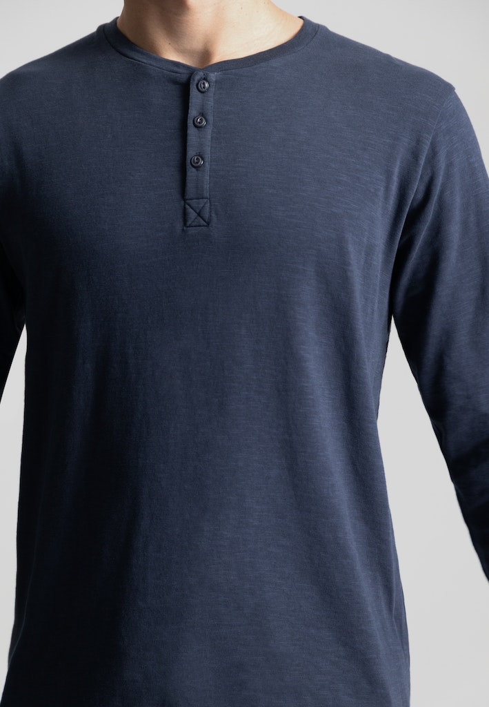 Dstrezzed T-shirt lange mouw Blauw DS_Newman Henley 220034/639