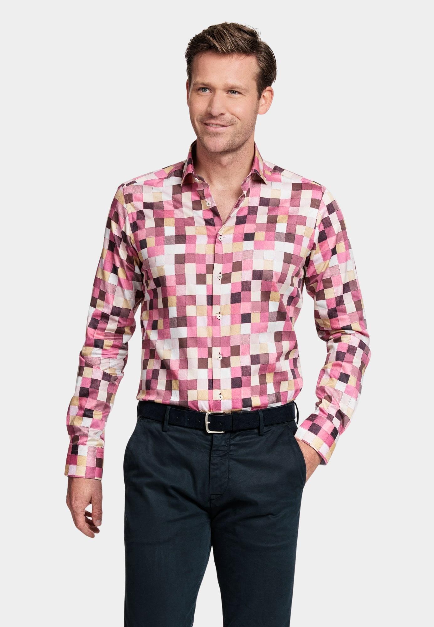 Giordano Casual hemd lange mouw Roze Maggiore, LS Semi Cutaway Big 327809/50