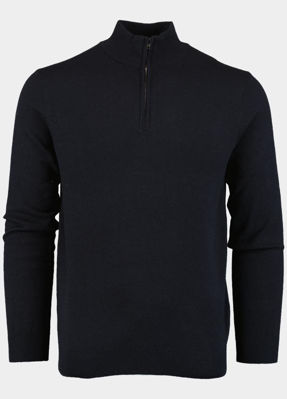 Bos Pullover Blauw Half Zip Poly\Wool 3019900/205