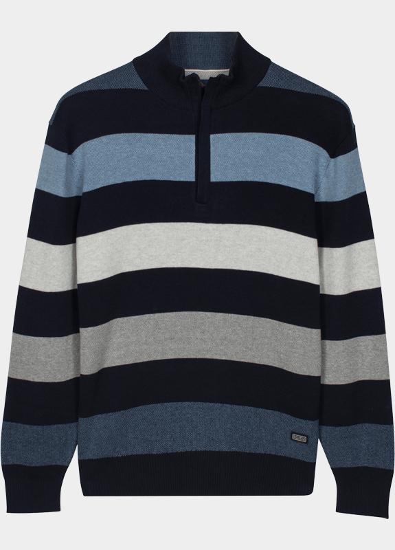 Baileys Half Zip Blauw Pullover 1/2 zip  Knit solid 618451/645