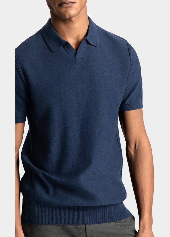 Dstrezzed Polo heren Blauw Polo s/s Melange Slub 420026-NOS/649