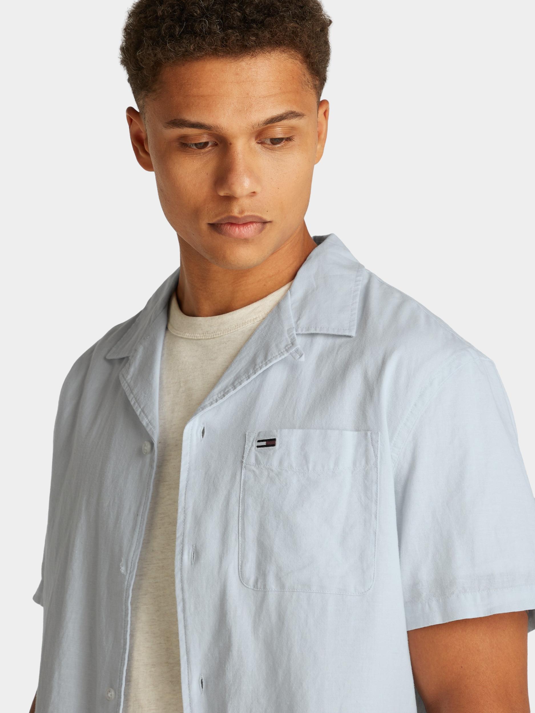 Tommy Jeans Casual hemd korte mouw Blauw TJM LINEN BLEND CAMP SS EXT DM0DM20895/C3Q