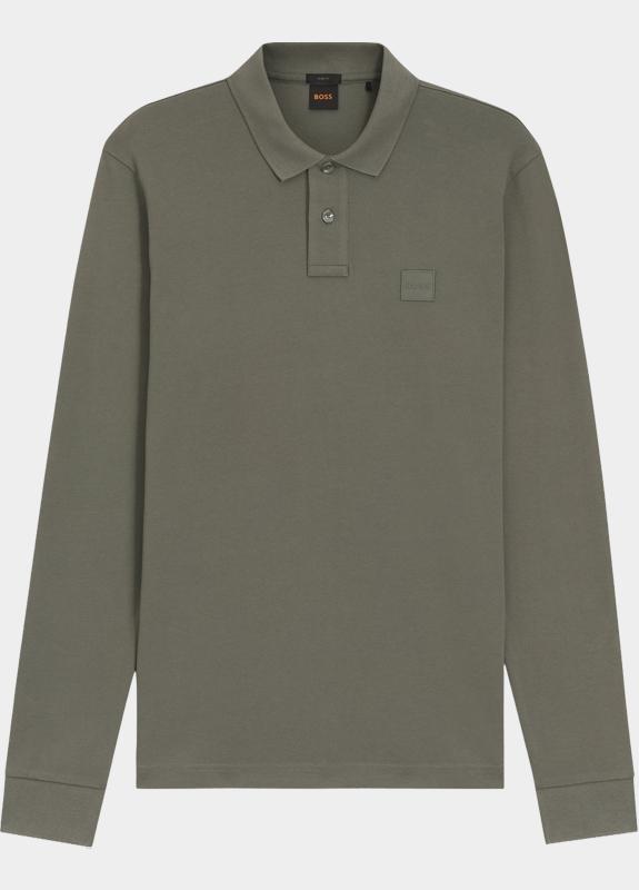 BOSS Orange Polo lange mouw Grijs Passerby 10256683 01 50507704/076
