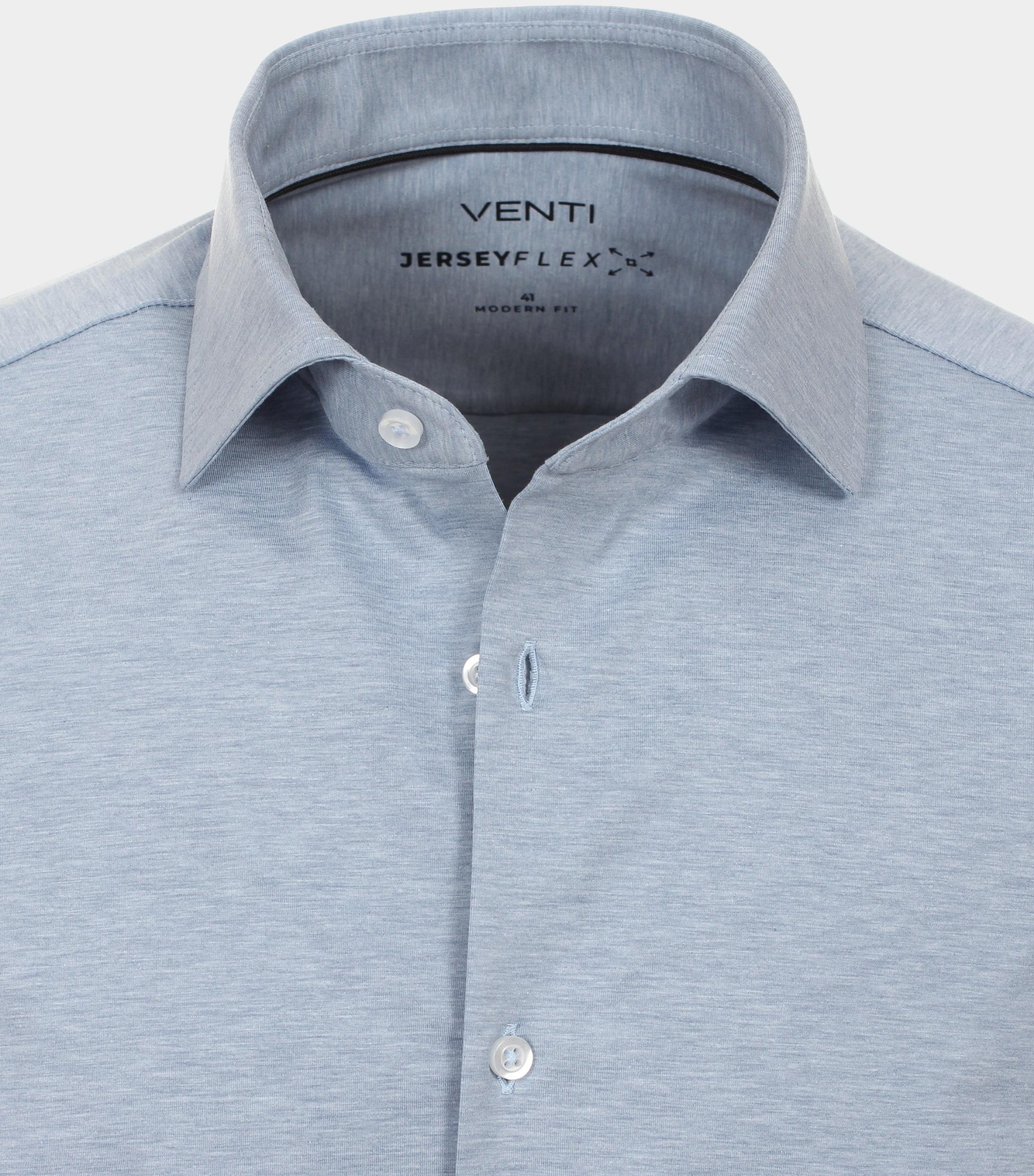 Venti Business hemd lange mouw Blauw Kent Modern Fit Jerseyflex 123963800/100