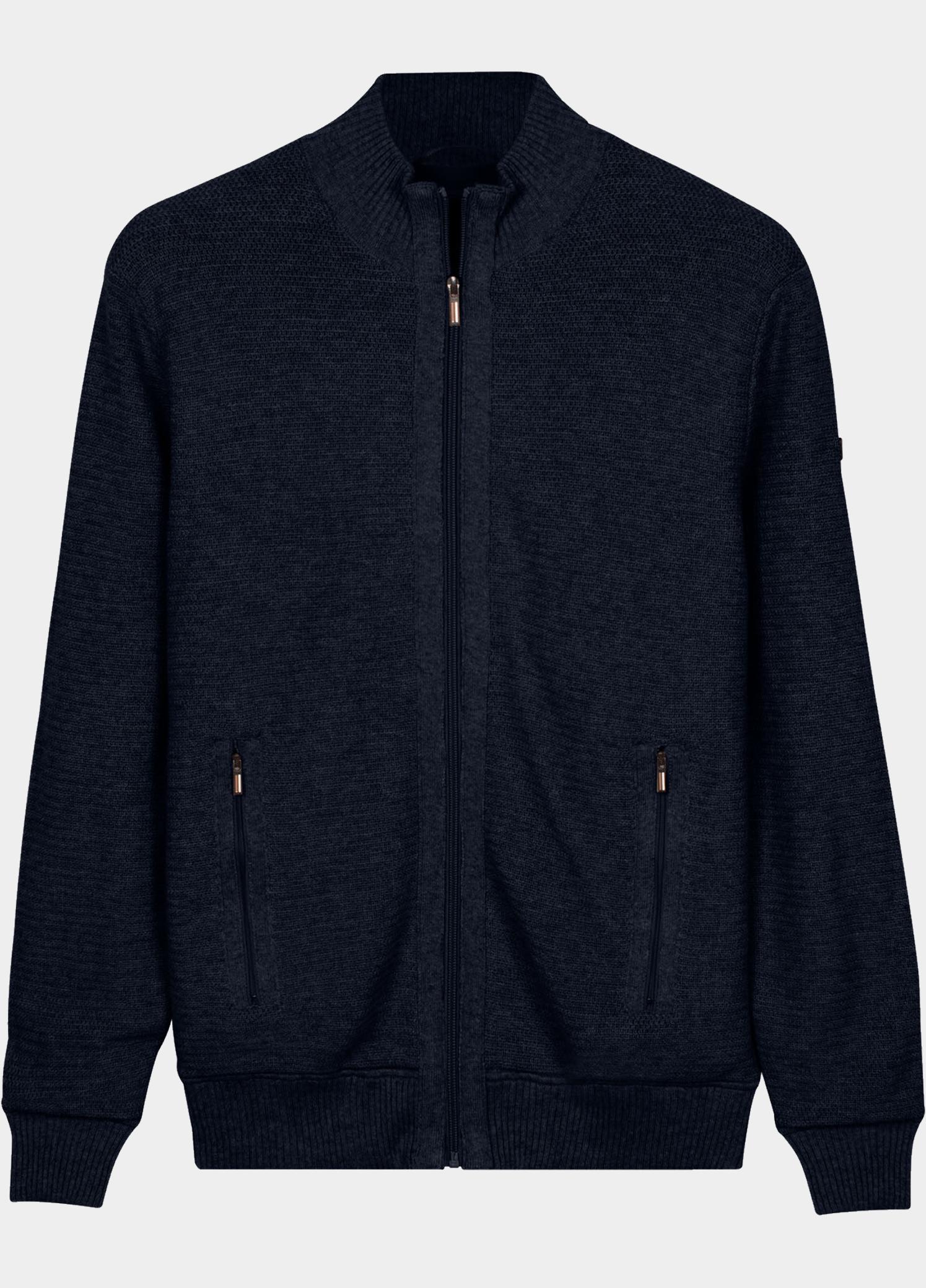 Baileys Vest heren Blauw Cardigan Zip  Structure knit. 622186/60