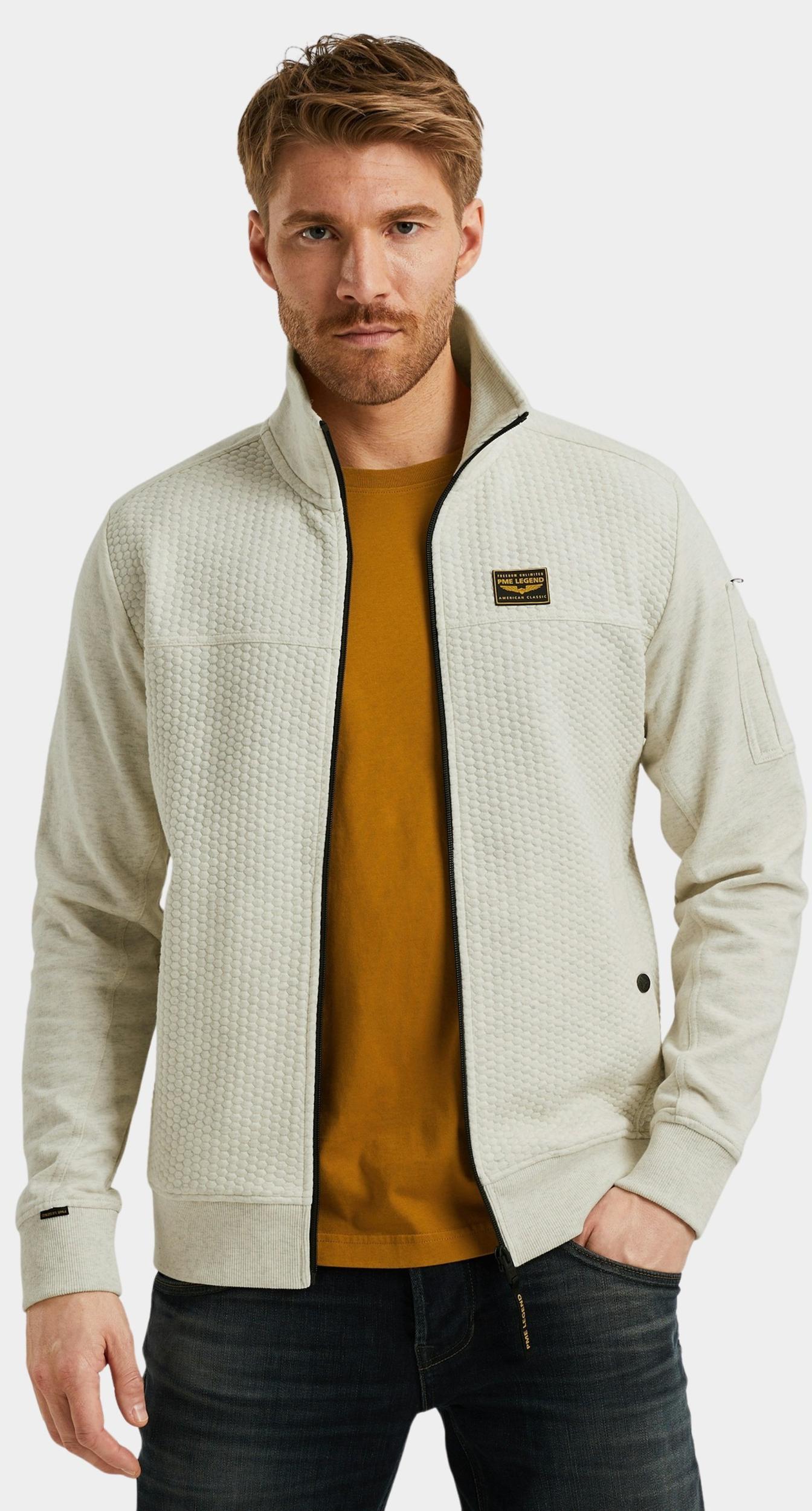 PME Legend Vest Beige Zip jacket jacquard interlock PSW2508436/910