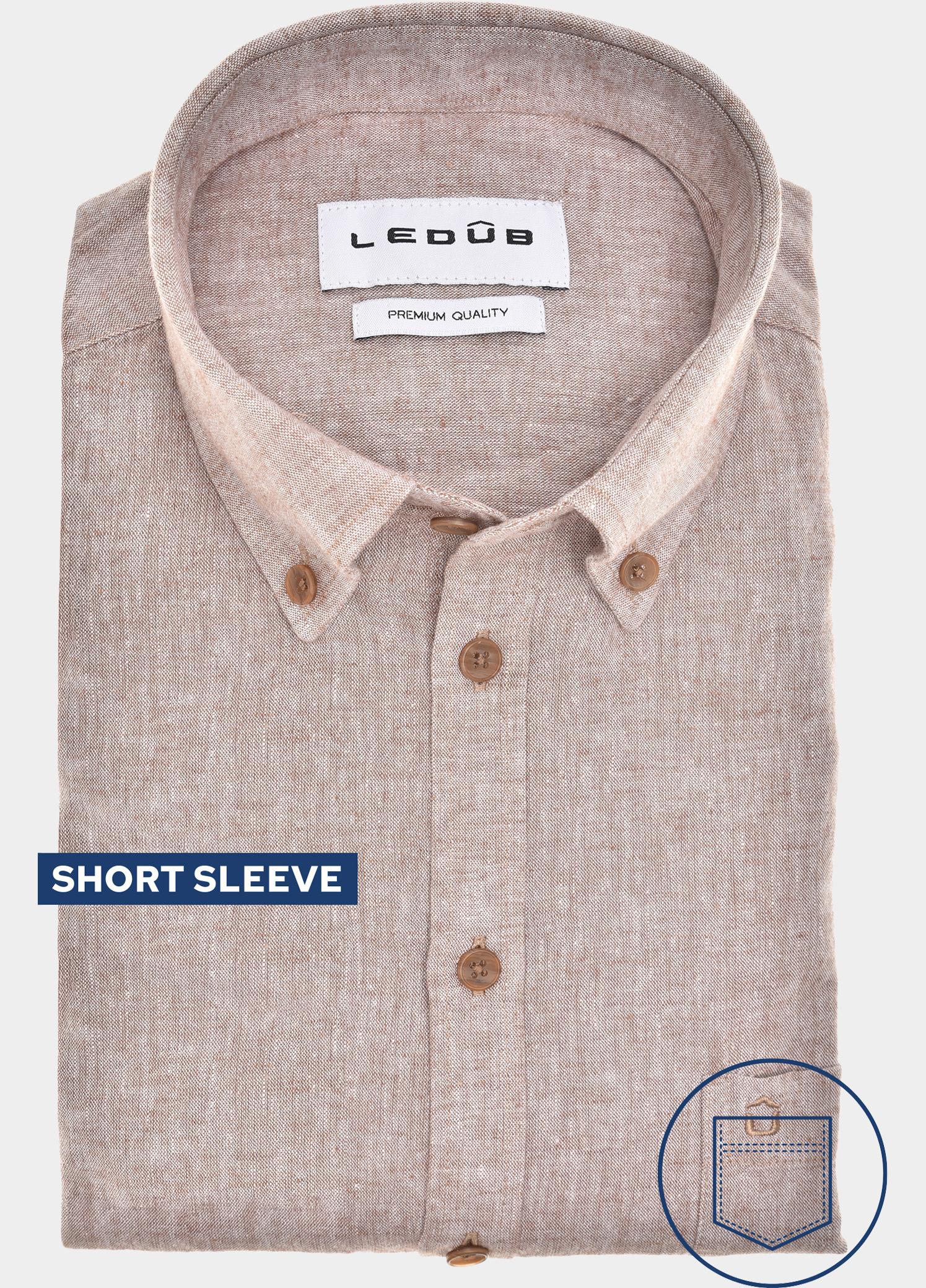 Ledub Zakelijk hemd korte mouw Bruin  0143396/690-000-000