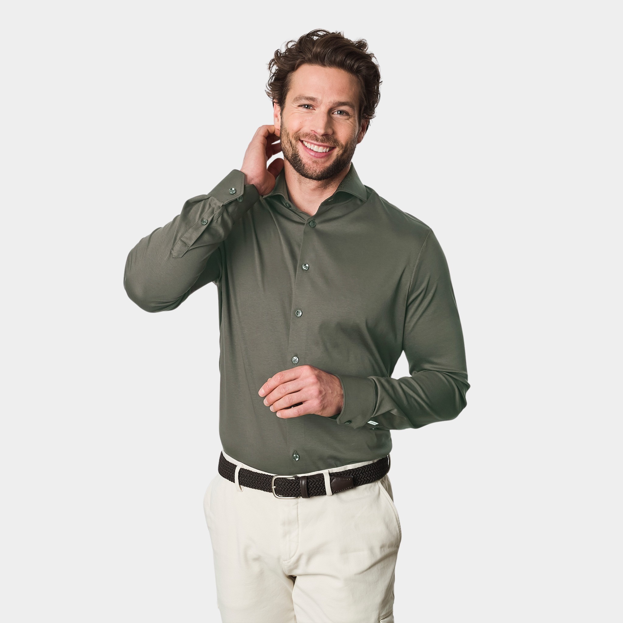 Ledub Overhemd extra lange mouw Groen LE24237  SF7 0142640/570-000-000