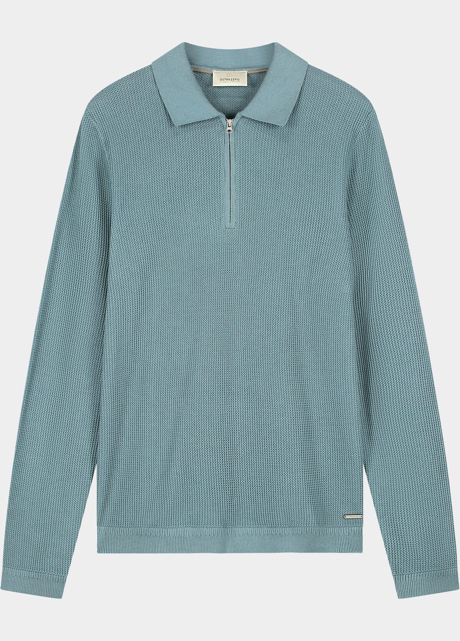 Dstrezzed Polo lange mouwen heren Blauw Kostas Zip 406054/617