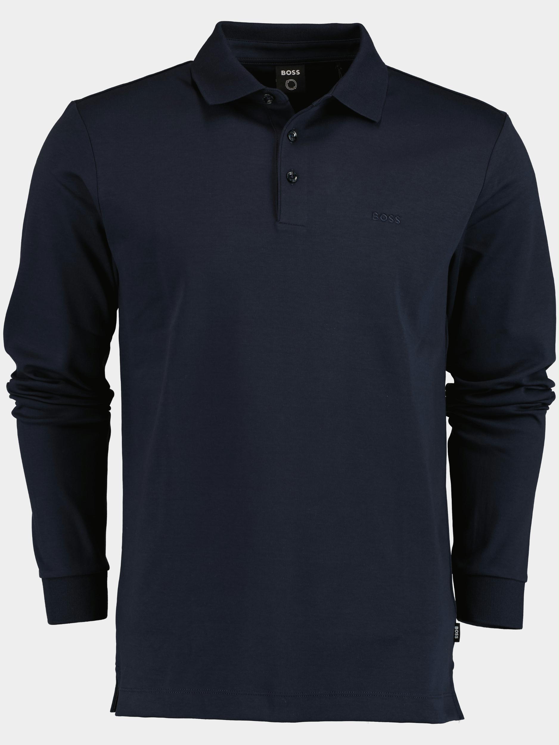 BOSS Black Polo lange mouw Blauw Polo Pado navy 30 10241542 01 50468392/404