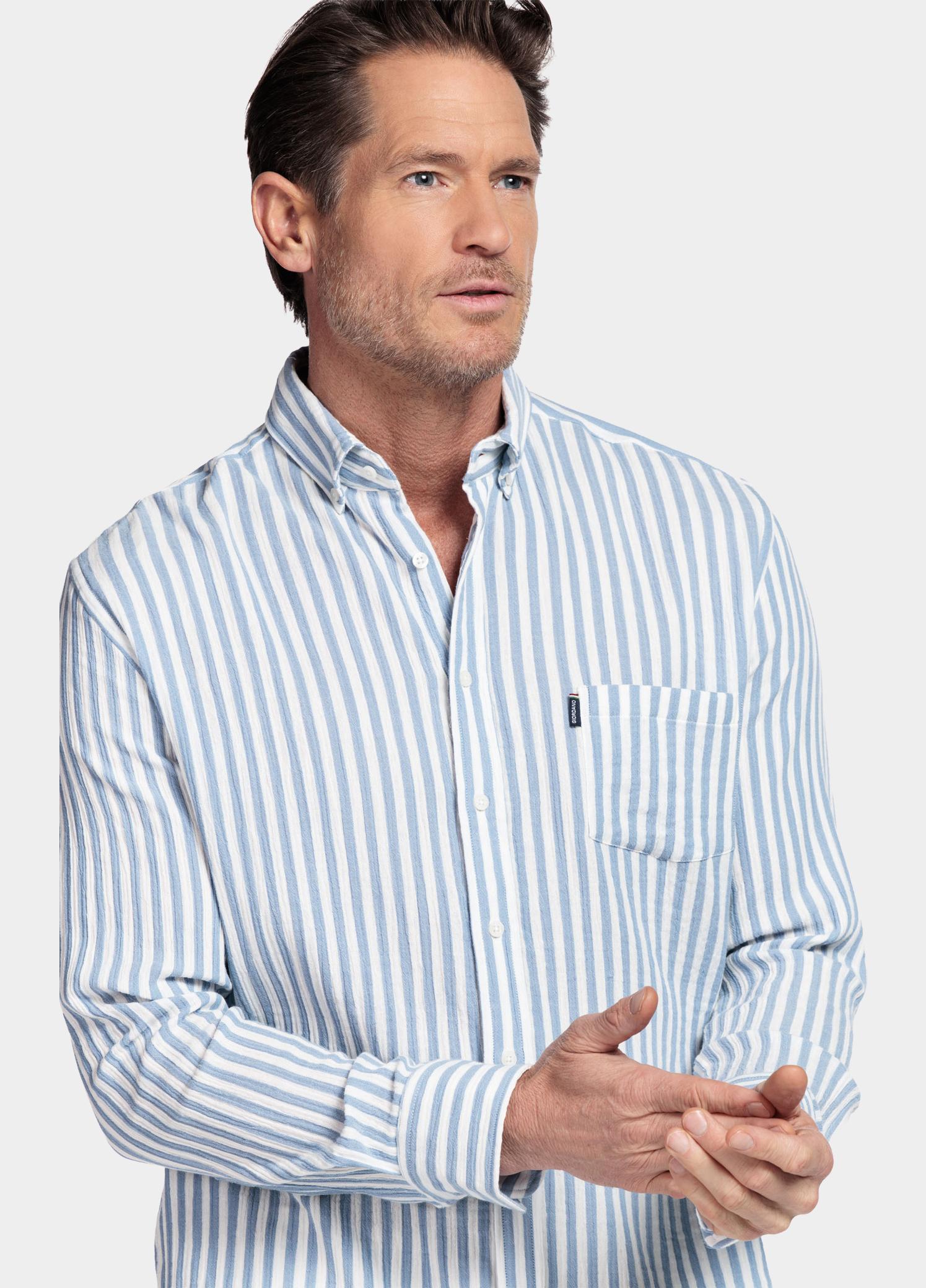 Giordano Overhemd heren Blauw Dino Long Sleeve Button Down 617124/62
