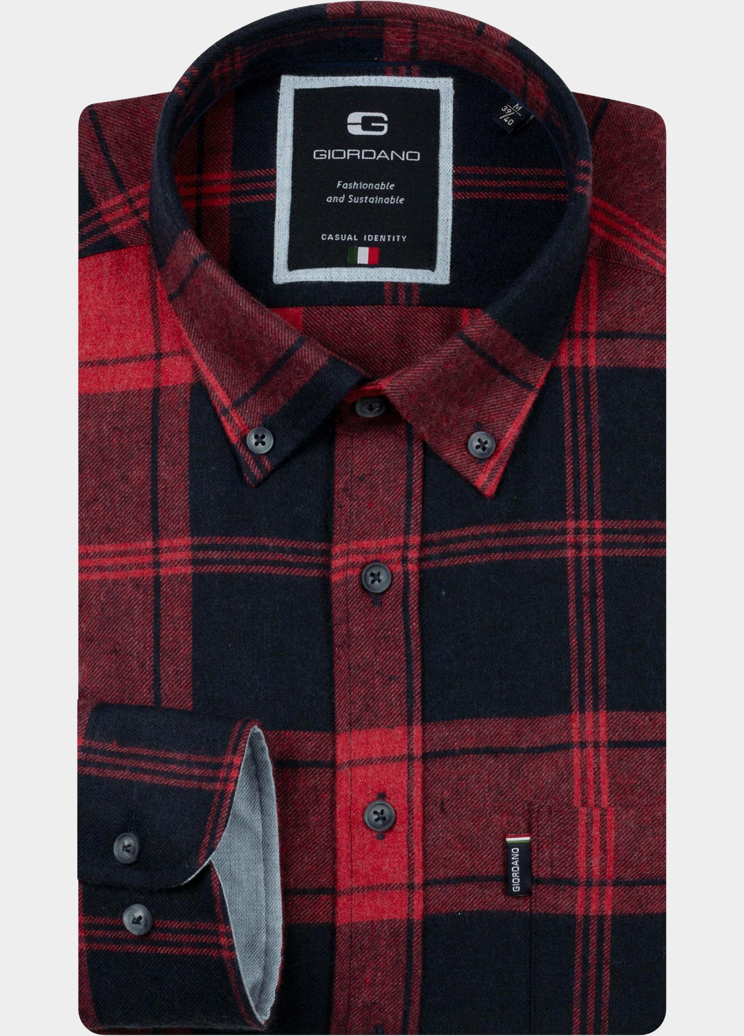 Giordano Overhemd heren Rood Dino Twill Big Check 627306/30