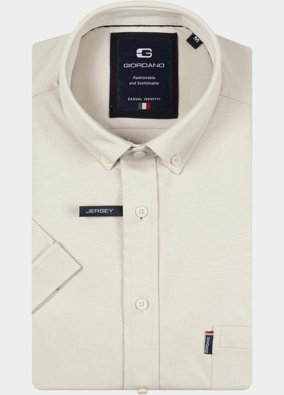 Giordano overhemd korte mouw heren Beige Alfa Short Sleeve Button Down 616078/82