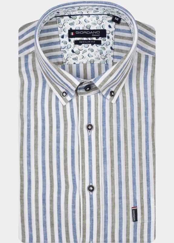 Giordano overhemd korte mouw heren Groen League Short Sleeve Button Do 616114/70