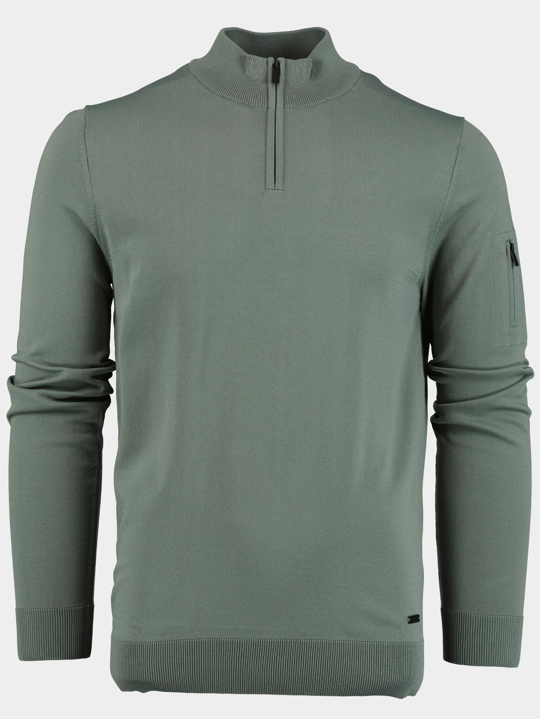 Born With Appetite Pullover Grijs Race Halfizp Stretch Knit 23105RA41/940 steel