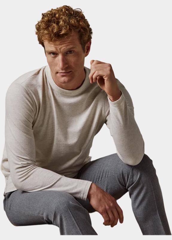 Profuomo T-shirt lange mouw Beige  PP2T00002/A