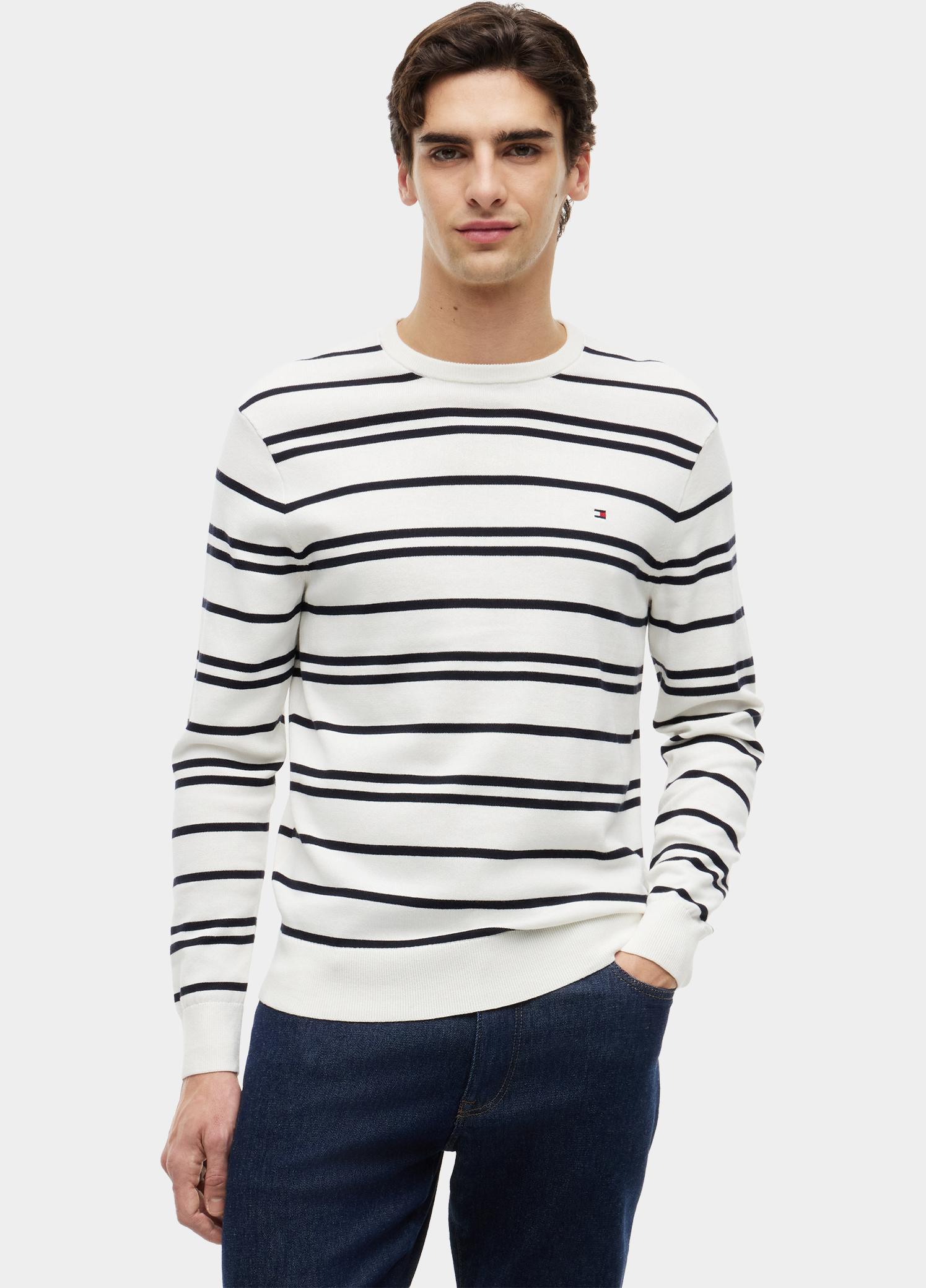 Tommy Hilfiger Pullover heren Wit Essential SSNL Cotton Crew Nec MW0MW39999/0K4