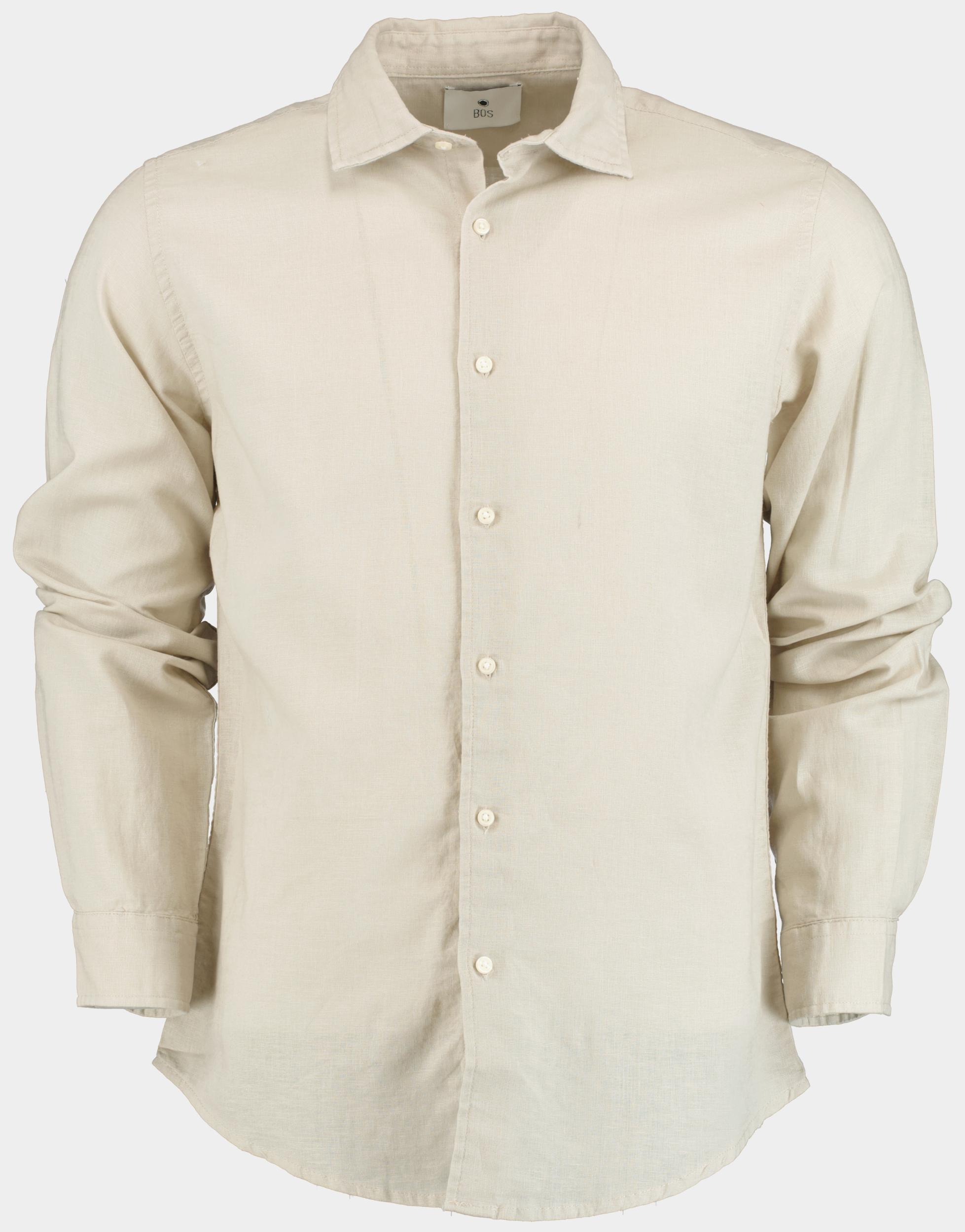Bos Casual hemd lange mouw Beige Linnen katoen shirt LM 42540015I/620 Sand