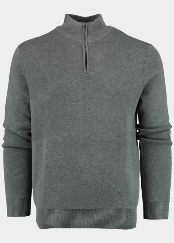 Bos Pullover Grijs Half Zip Polyblend 4053225/106