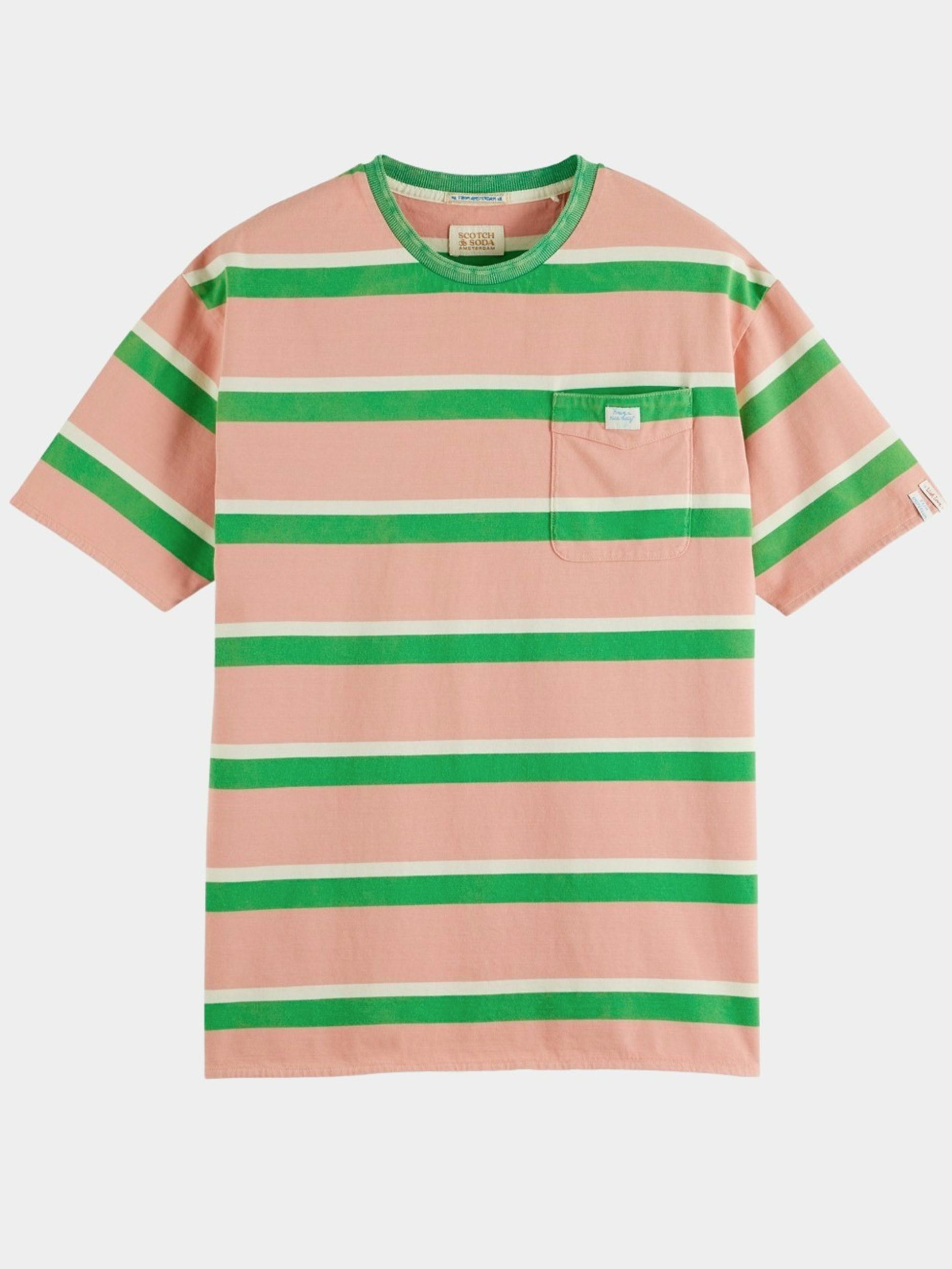 Scotch & Soda T-shirt korte mouw Roze Yarn dye stripe tee 171696/6071