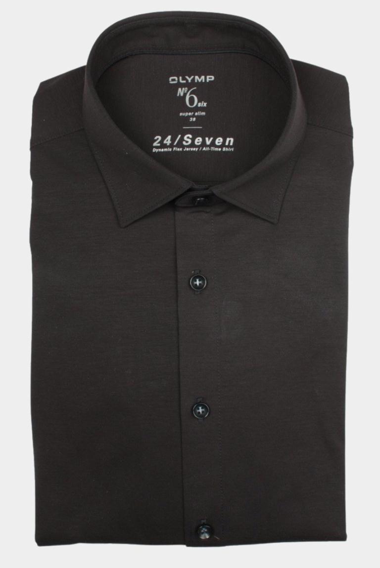 Olymp Business hemd lange mouw Zwart extra slim fit van jersey 250374/68