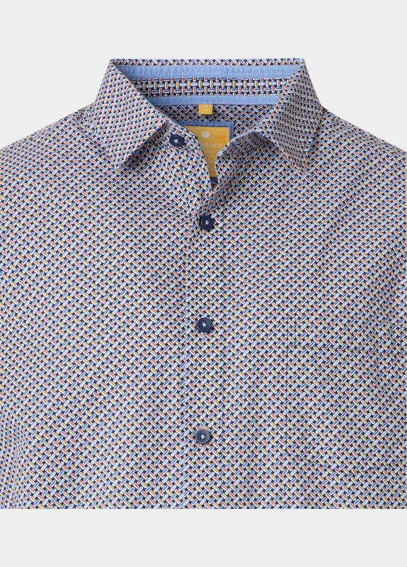 Redmond overhemd korte mouw heren Oranje Slub Print Casual 251445990/210