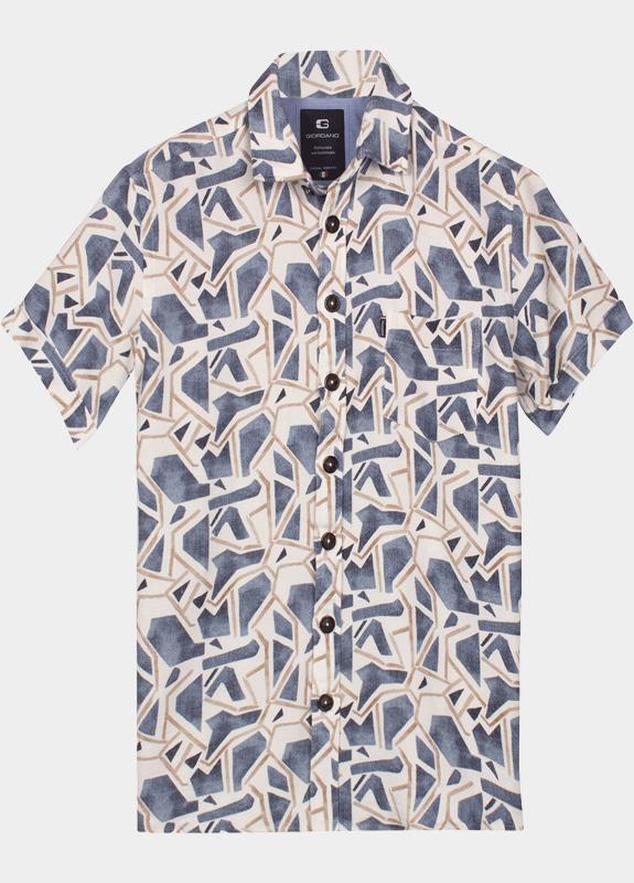 Giordano overhemd korte mouw heren Blauw Vivaro Short Sleeve Resort St 616881/60