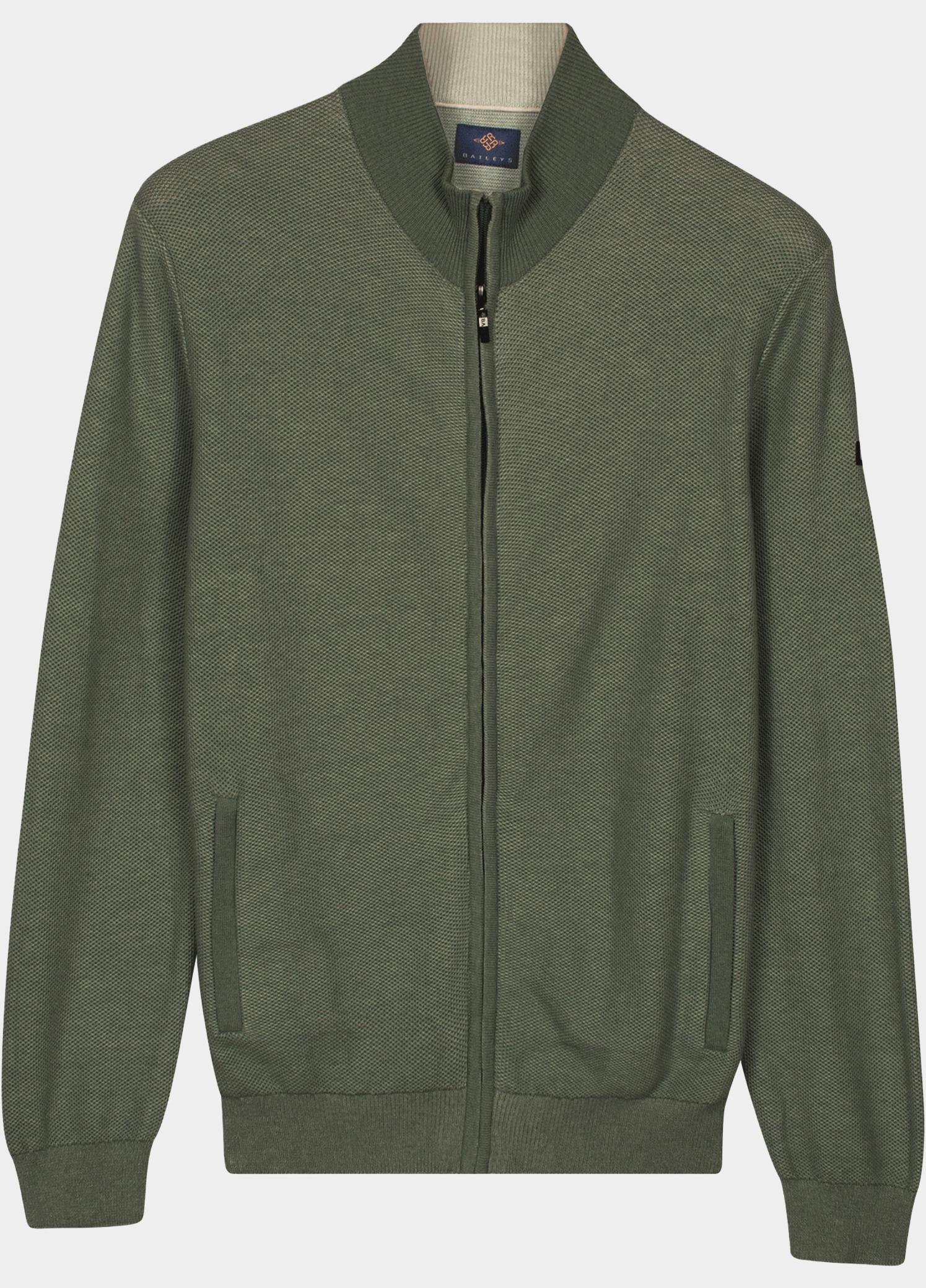 Baileys Vest heren Groen Cardigan Zip  2-tone Jacquard 612050/735