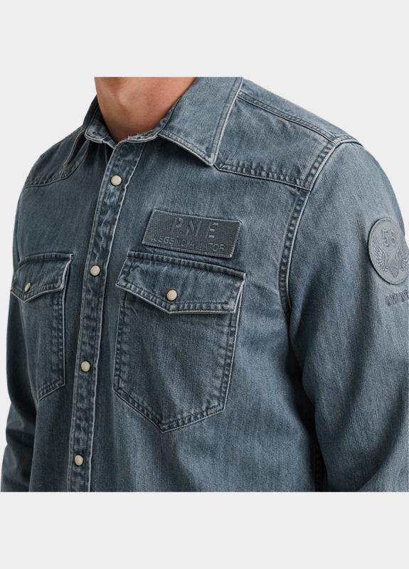 PME Legend Casual hemd lange mouw Blauw LONG SLEEVE SHIRT Indigo Deni PSI2511248/DEB