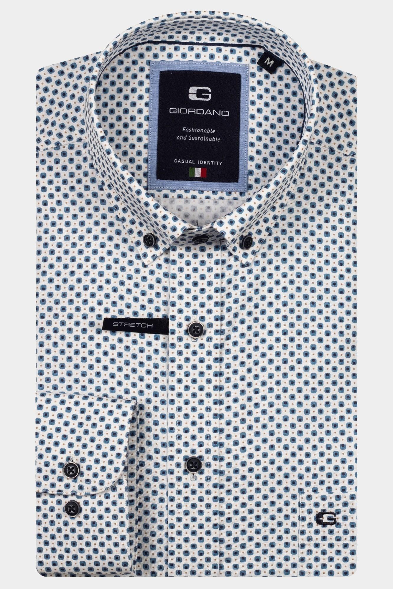Giordano Casual hemd lange mouw Blauw Brando long sleeve button dow 527037/60