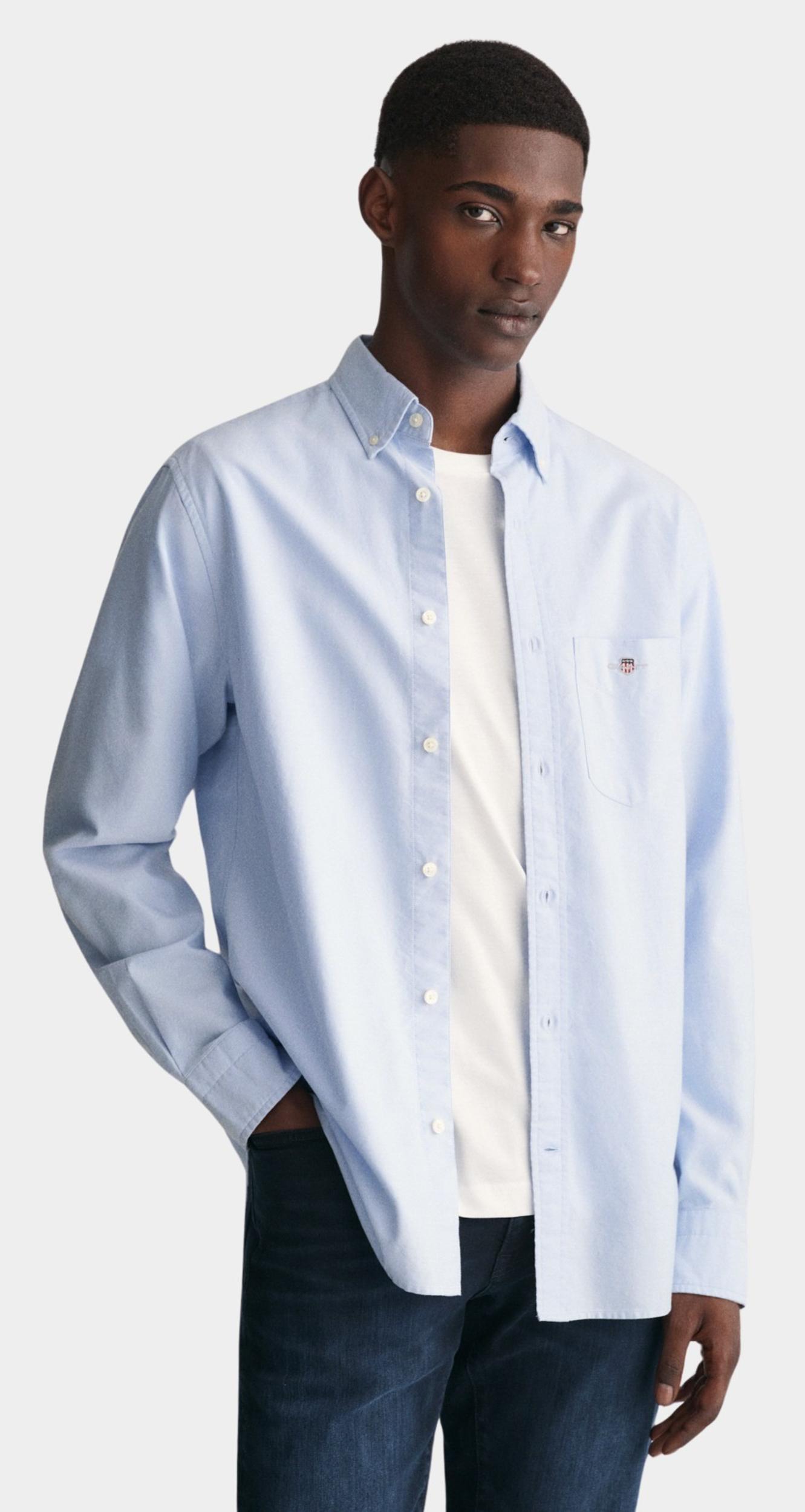Gant Casual hemd lange mouw Blauw Regular Fit Oxford 3000200/455