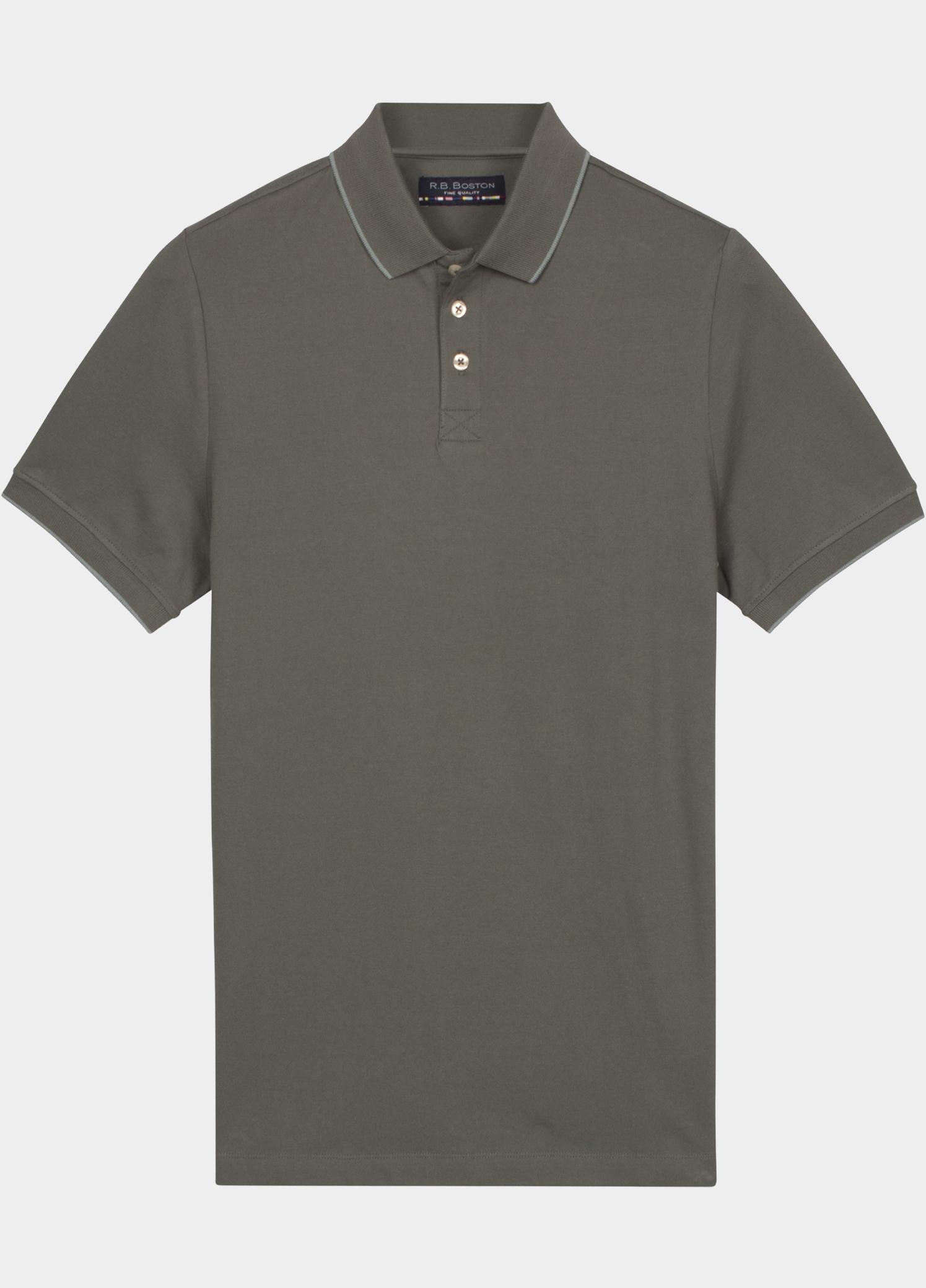 R.B. Boston Polo heren Groen Polo Shirt  Solid Oxford Piqu 615294-78/73