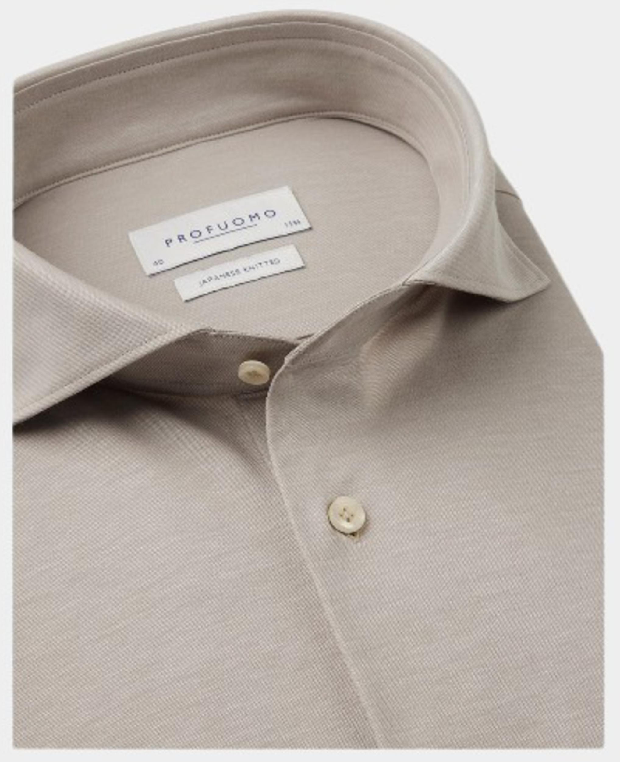 Profuomo Zakelijk overhemd heren Beige Japanese knitted PP2H00008/B